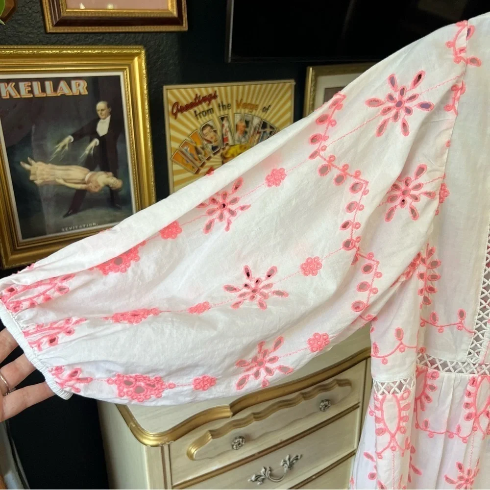 J. Crew Cotton Embroidered Balloon Sleeve Cover-up Dress Small